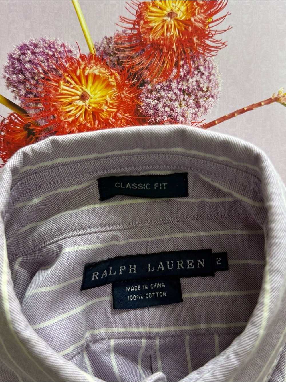 Lilac purple and white striped cotton oxford shirt by Ralph Lauren - Picture 14 of 16